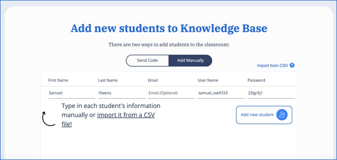 add new student manual