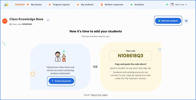 add new students or create accounts