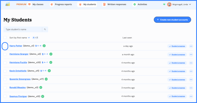 check box next to students (1)