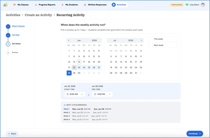 check recurring activity details