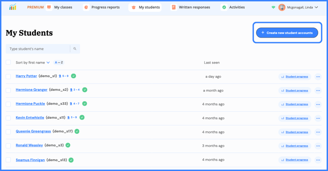 create new student accounts