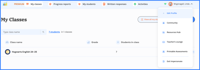 edit profile click right drop down