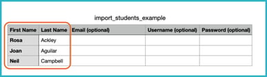 enter first last name csv