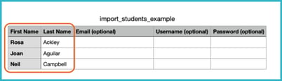 enter first last name csv