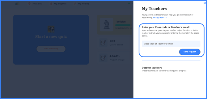 enter teacher class code