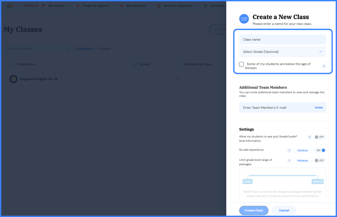fill out class details