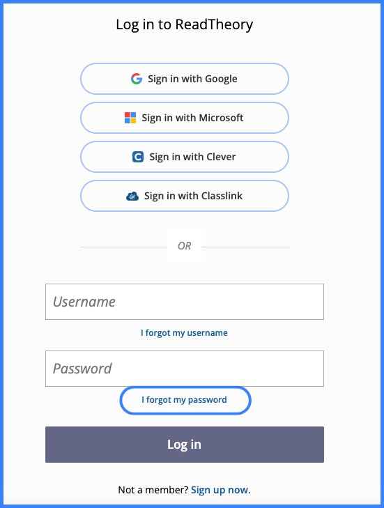 forgot password on login page
