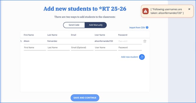 full screen username taken