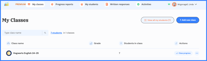my classes page