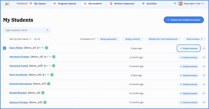 my students student progress 