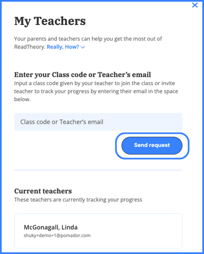 my teachers page send request