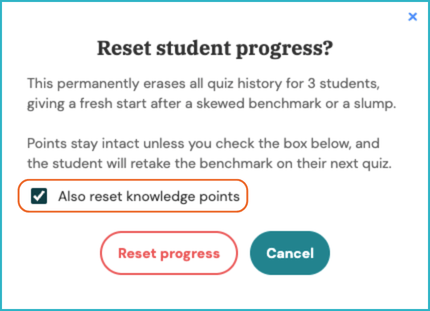 reset knowledge points