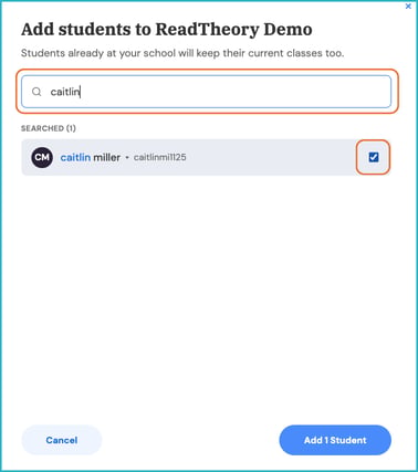 search existing students
