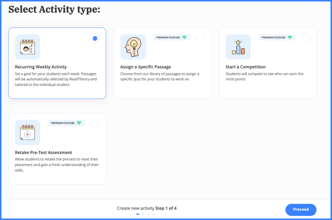 select activity weekly recurring