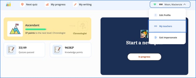 select name in top corner