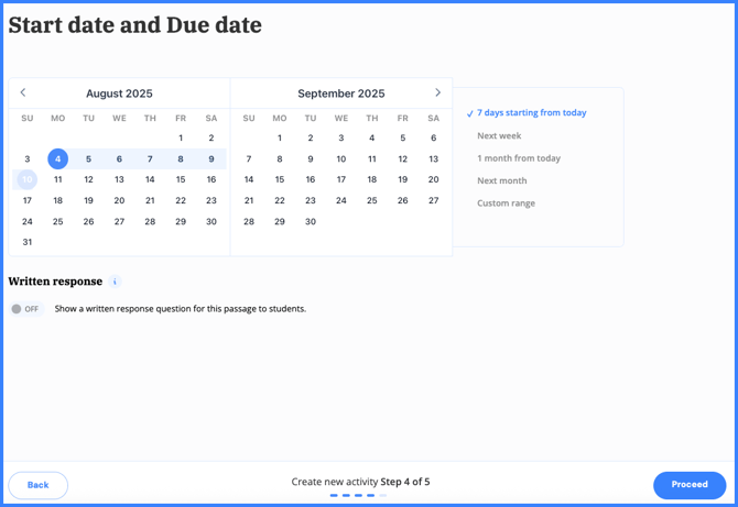 select start date