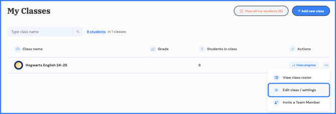stop tracking edit class settings