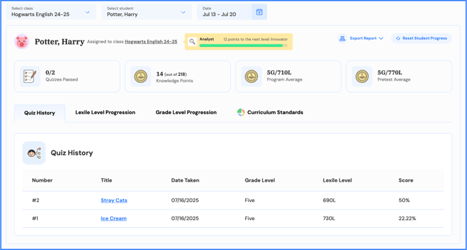 student progress page 